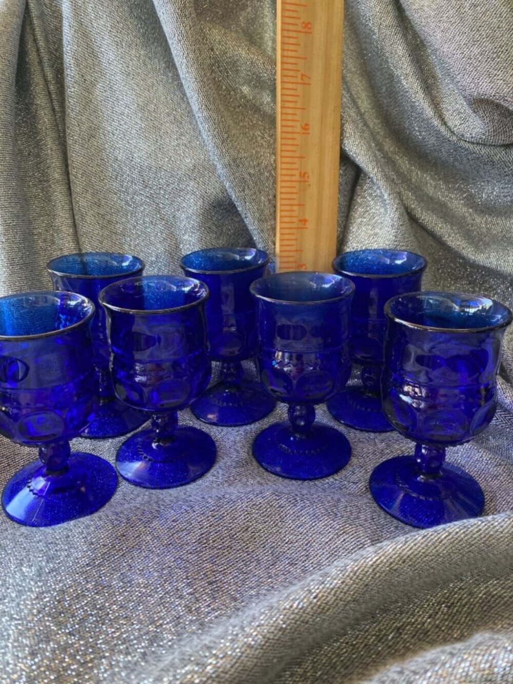 RARE Danish Modern Cobalt Blue Glass Lot - Cordials, Serving Bowl & Gold-Gilt Va